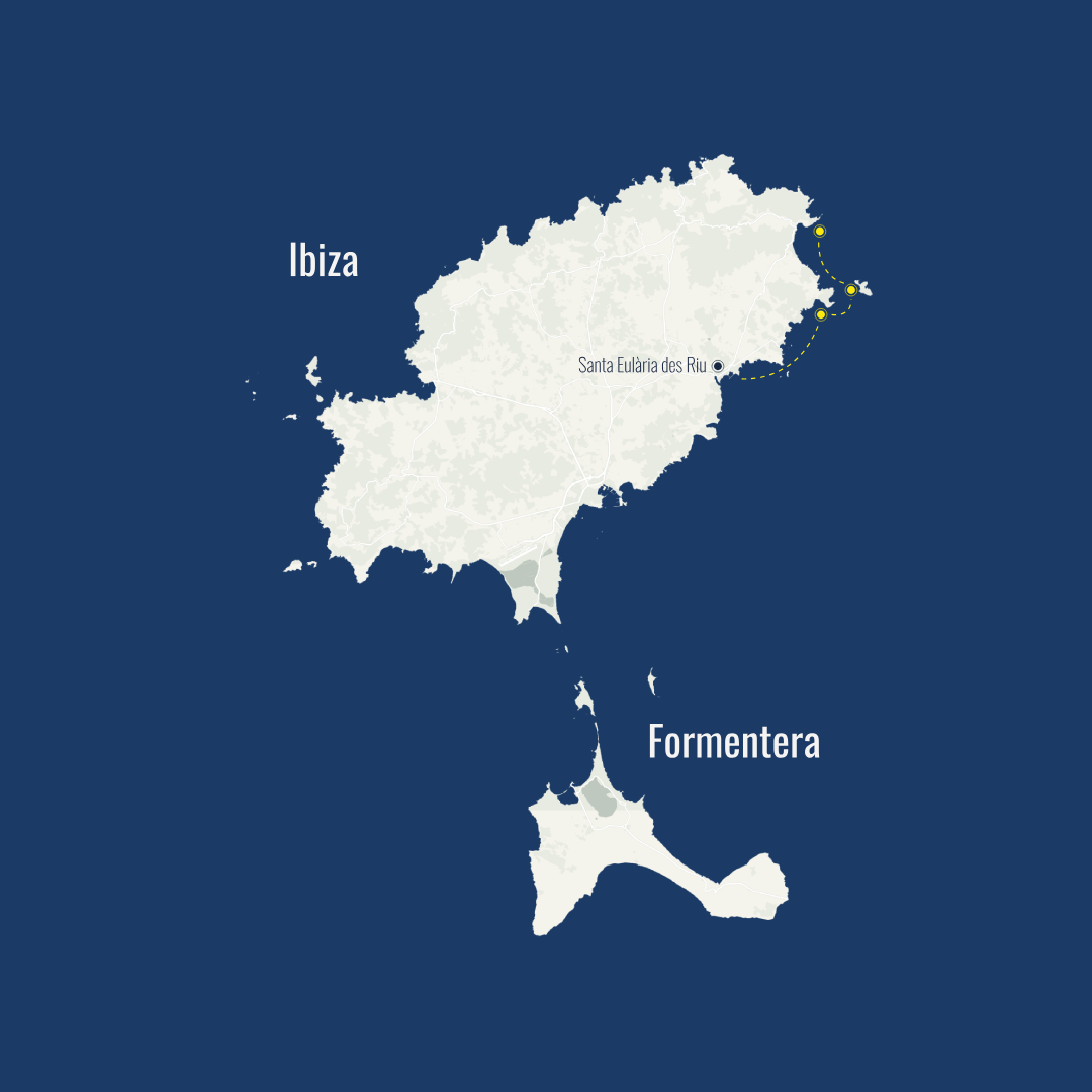 Boat rental in Northern Ibiza - Route 3 map